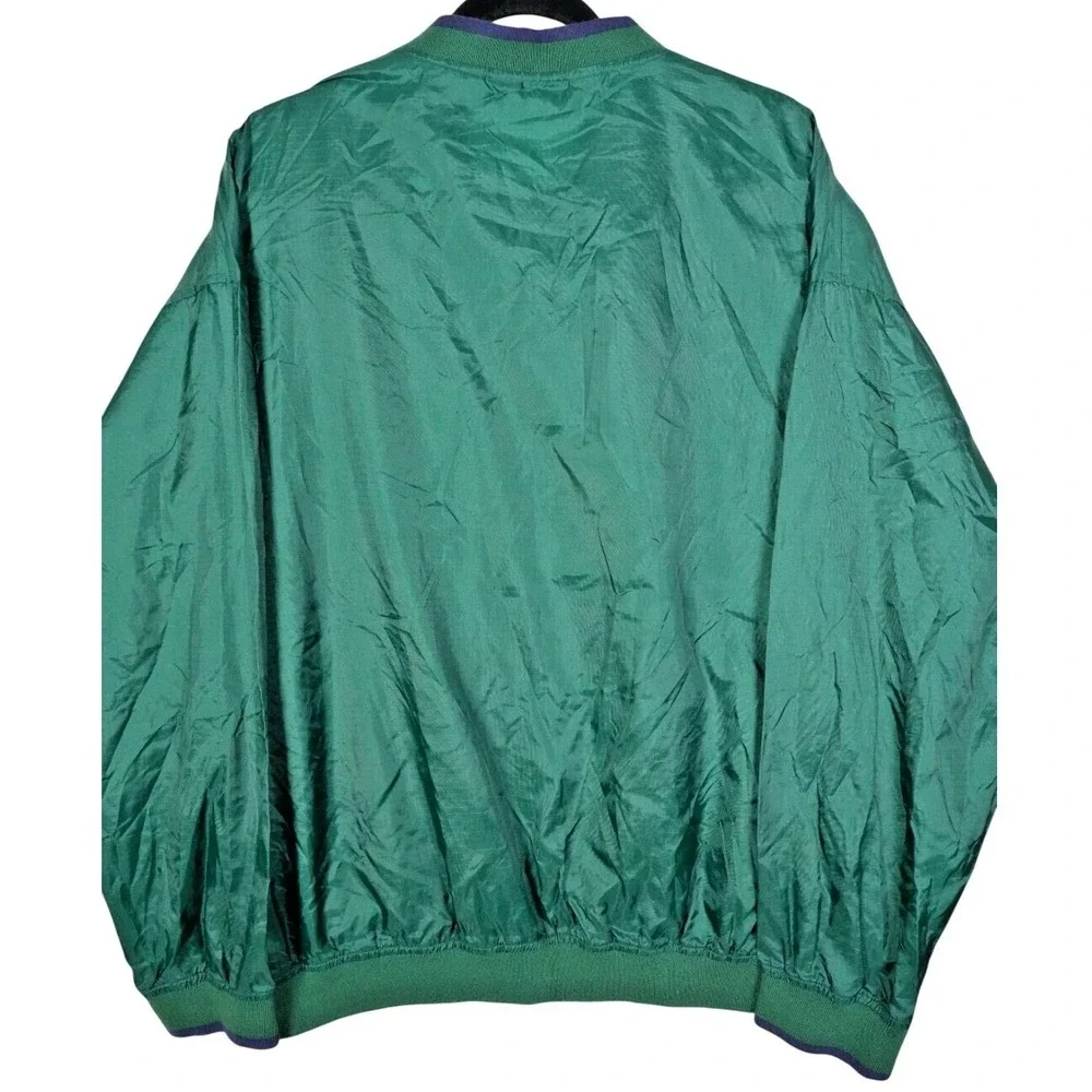 Vintage Eddie Bauer EBTEK Mens Green‎ Nylon V-Neck Windbreaker Pullover Large